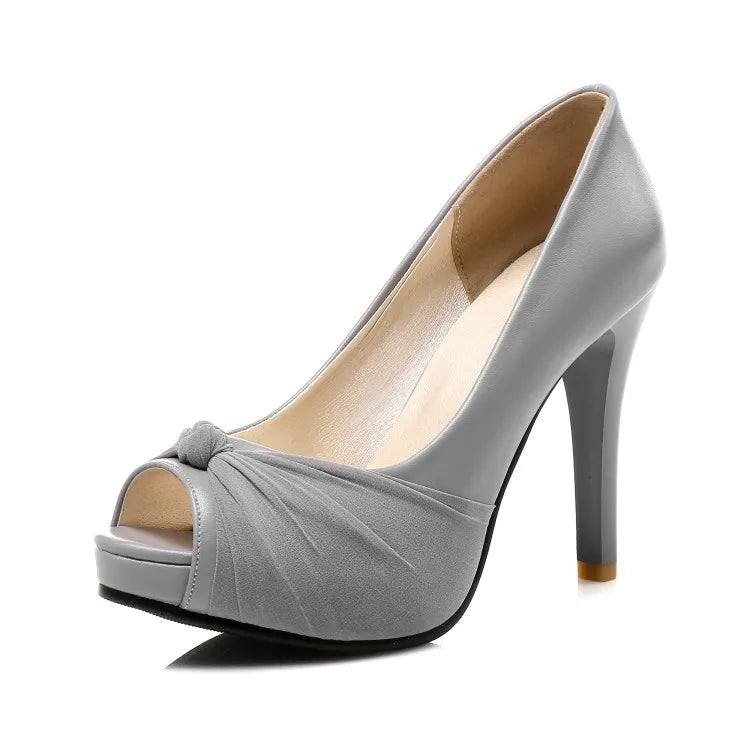 Classic Peep-Toe High Heel Pumps with Platform