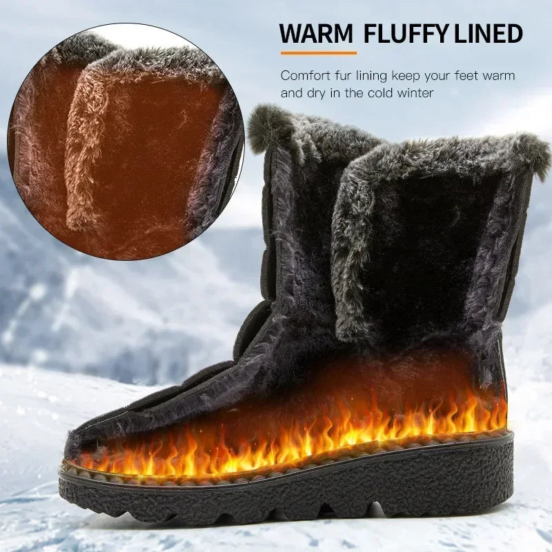 Women's Waterproof Mid-Calf Winter Boots with Plush Lining