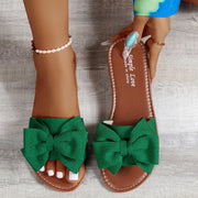 Bow‑Knot Indoor Slippers – Feminine Slip‑On House Shoes