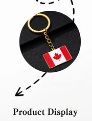 Canada Flag Themed Keychain - Stainless Steel Oil-Drop Pendant Unisex Accessory