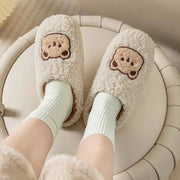 Cute Bear Fluffy Slippers – Warm Plush House Shoes
