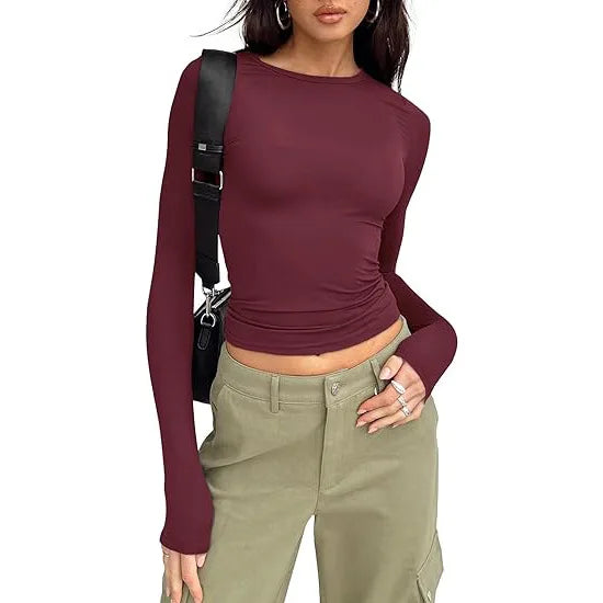 Four Long-Sleeve Slim-Fit Blouse | OWNLUXE