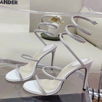 Load image into Gallery viewer, Fashion Summer Snake Twine Around Crystal Women Sandals Luxury Rhinestones Thin High heels Gladiator Sandals  Party Prom Shoes
