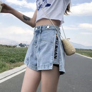 Denim High-Waist A-Line Relaxed-Fit Shorts | OWNLUXE