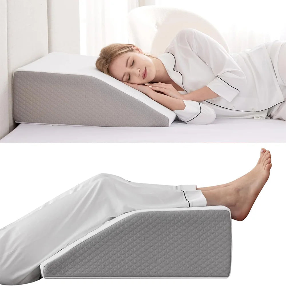 8-Inch Leg Elevating Pillow - Memory Foam Wedge for Side Sleeping & Rest