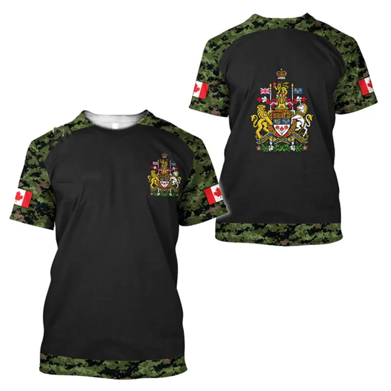 Canada Flag Camo Skull Graphic Tee – Military Street Style | OWNLUXE
