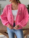 Long-Sleeve Leopard Print Knit Relaxed-Fit Cardigan | OWNLUXE
