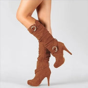 Knee-High Suede Fashion Boots with Stiletto Heel – Elegant Winter Style