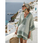 Women's Short Sleeve V-Neck Two Piece Shorts | OWNLUXE