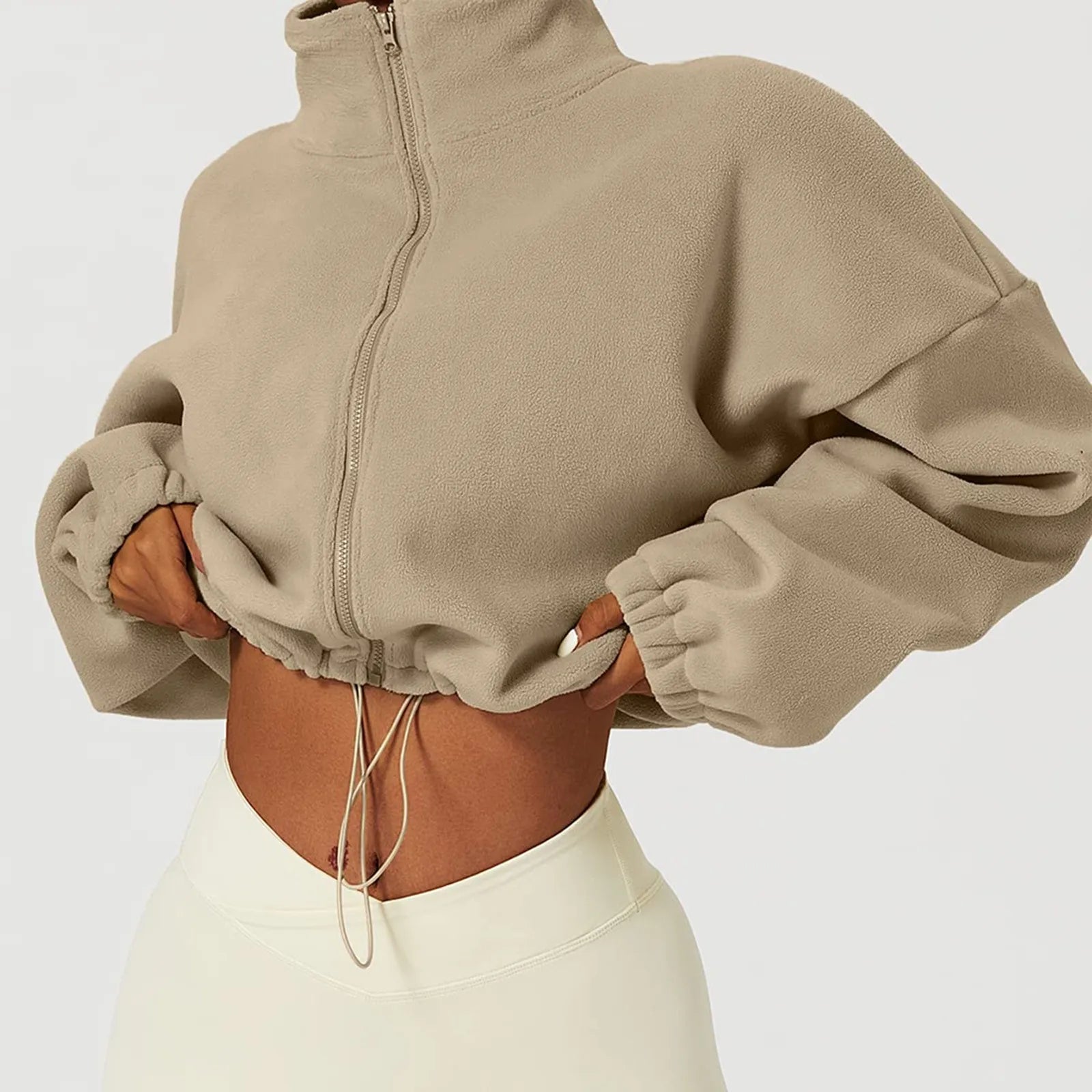🔥 Women's Oversized Fleece Zip-Up Crop Jacket – Cozy & Stylish for Autumn/Winter ❄️