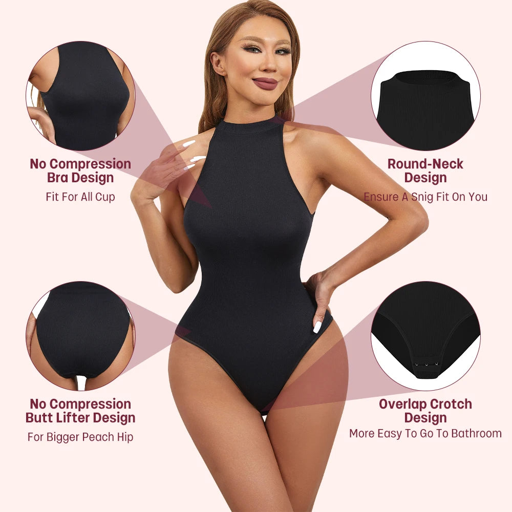 Round Neck Body Shaper Bodysuit Waist & Hip Enhancer