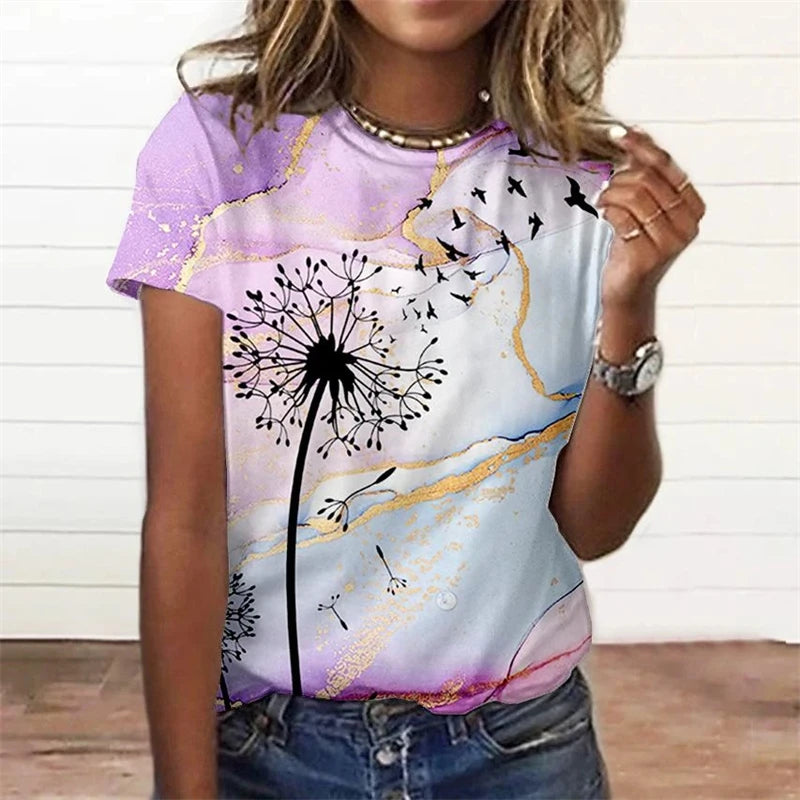 Summer Fashion Women's T-shirt 3d Floral Print Tee Large | OWNLUXE