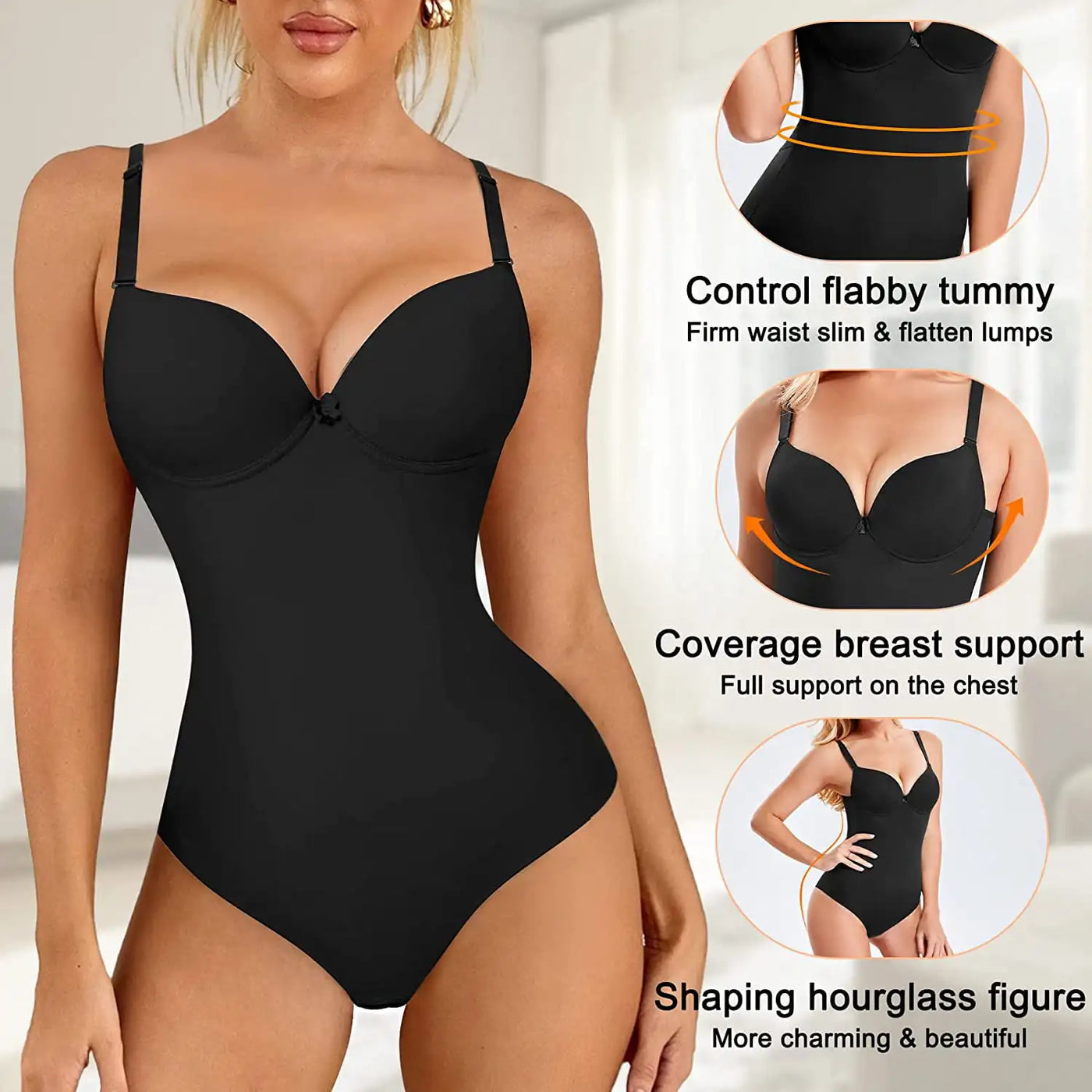 V-Neck Shapewear Bodysuit - Medium Control Tummy Shaper for Women