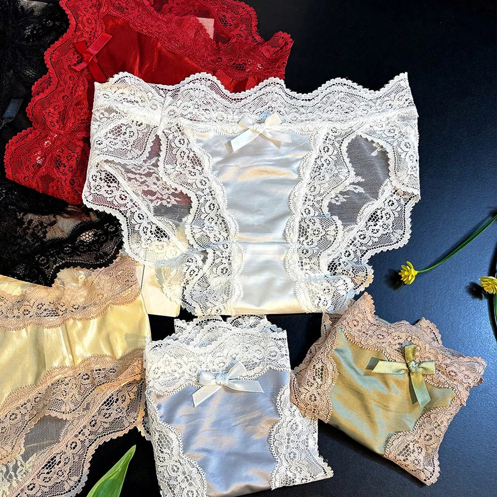 6-Piece Sheer Lace Bow Brief Set | OWNLUXE