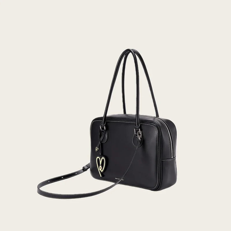 Large Capacity Soft Leather Tote Bag - Heart-Shaped Crossbody Handbag | OWNLUXE