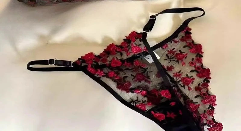 Soutien-Gorge Brodé Dentelle Femme Ultra Mince Transparent Sans Rembourrage Armature Push Up Doux Lingerie Séduisante 32-38