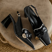 Women's Square-Toe Retro Heels | OWNLUXE