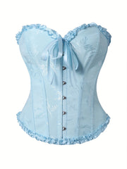 The pleated lace corset is suitable for ladies to wear over it as a court shaping top