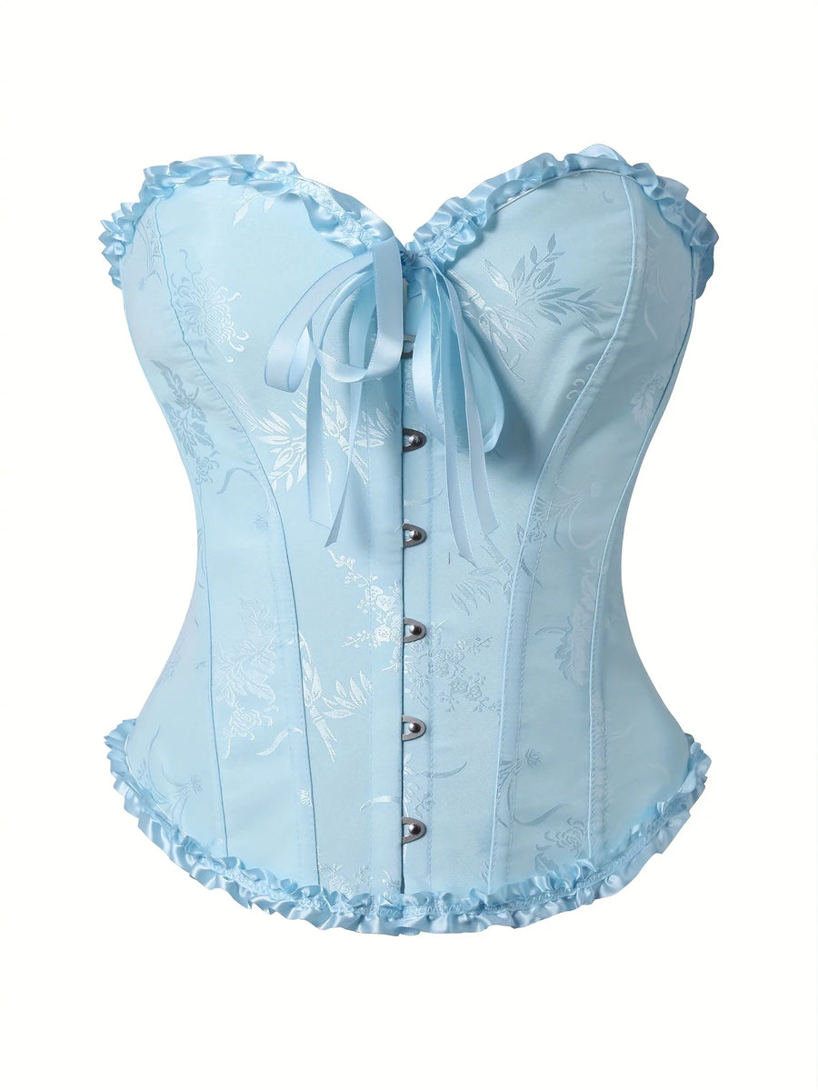 The pleated lace corset is suitable for ladies to wear over it as a court shaping top