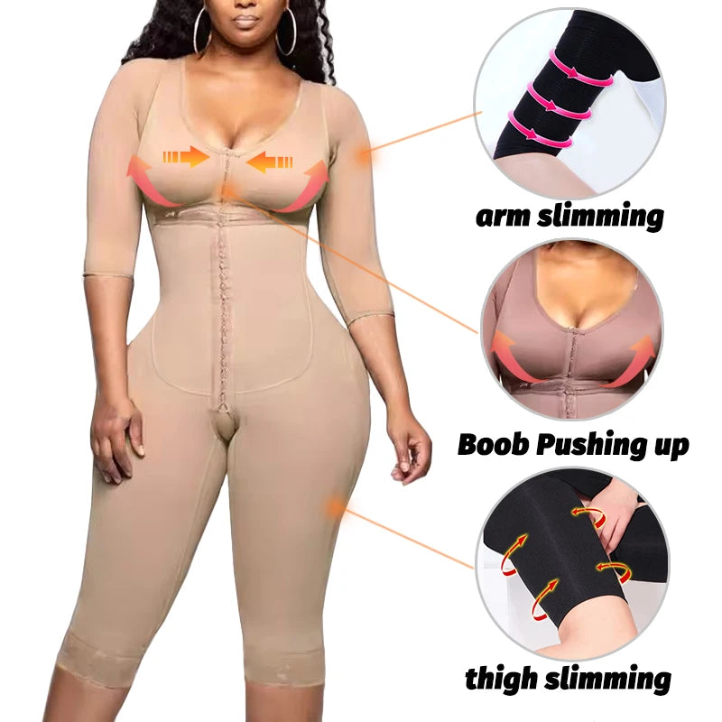 Full Body Colombian Shapewear Bodysuit - High Compression with Arm Slimming