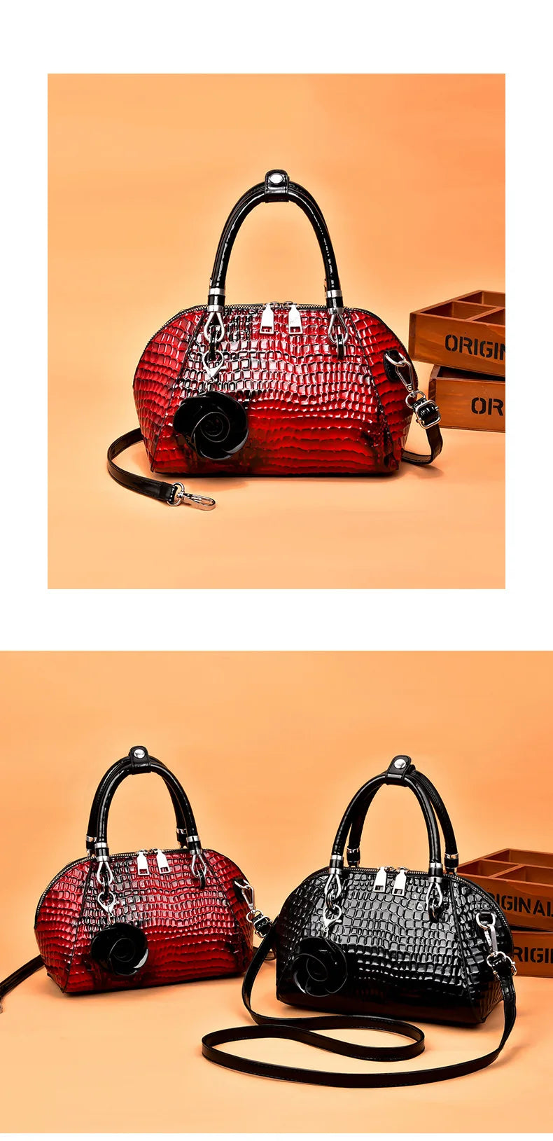Yellow Crocodile Pattern Tote Bag - Small Shell Messenger