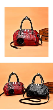 Yellow Crocodile Pattern Tote Bag - Small Shell Messenger