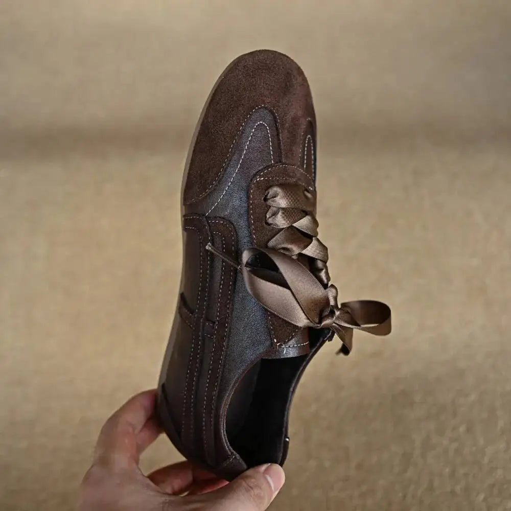 Women's Lace Leather Retro Sneakers – Shop at OWNLUXE