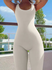 Shapewear Jumpsuit for Women – Ribbed Sleeveless Yoga Romper