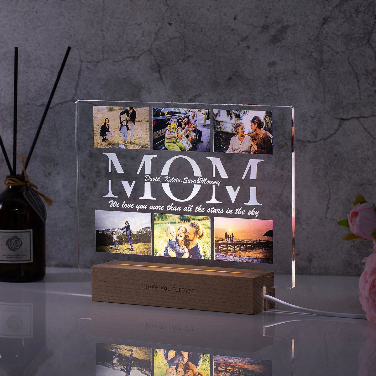 Custom Acrylic Lamp Personalized Photo Text Bedroom | OWNLUXE