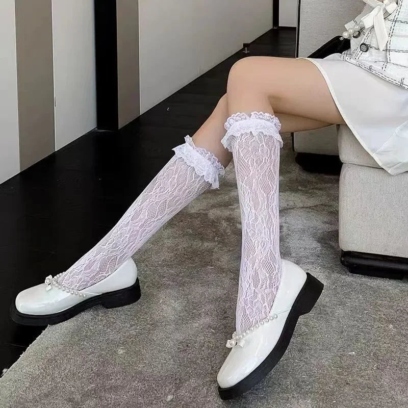 Lace Floral Print Mesh Socks | OWNLUXE