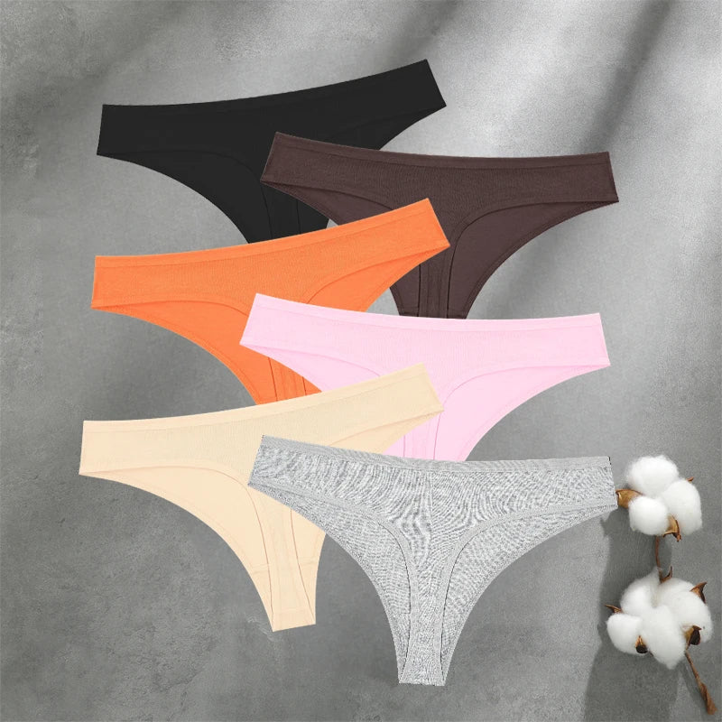 Women's Seamless Cotton Thongs 6-Pack | Low-Rise G-String | OWNLUXE