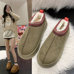 Load image into Gallery viewer, Snow Boots for Women 2023 Winter New Cashmere Warm Thick Soles Without Heel-covered Hair Half Slipper Cotton Shoes for Women
