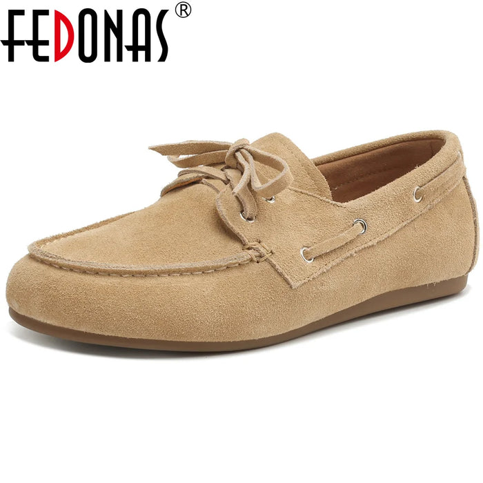 Fedonas Loafers Flats Shoes Woman Suede Leather Slip-on | OWNLUXE