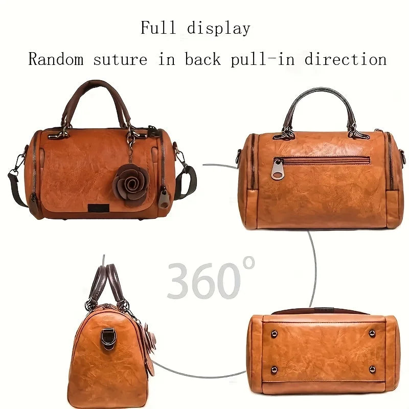 PU Leather Floral Satchel Bag | OWNLUXE
