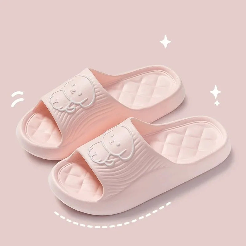Comfortable EVA Animal Print Slides - Indoor Summer Slippers with Flat Heel