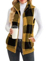 Plaid Vest Pocket Sleeveless Coat | OWNLUXE