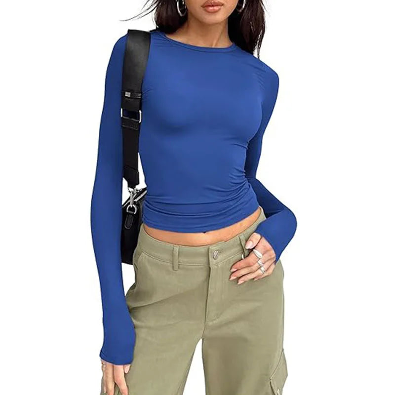 Four Long-Sleeve Slim-Fit Blouse | OWNLUXE