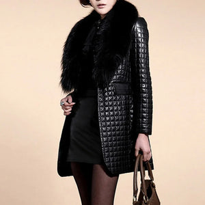 Women’s Winter Faux Leather Fur Long Sleeve Coat Jacket – Casual Streetwear Outerwear