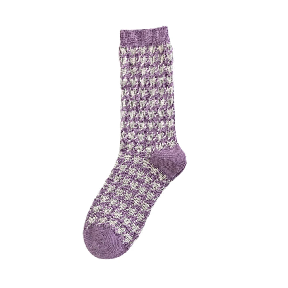 1 Pair Women Socks Spring Autumn Retro Style Men Couple Cotton Socks Flower Stripe Plaid Pattern Solid Colorful Socks EUR 37-43