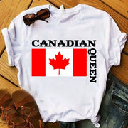 Canada Letter Print T-Shirt - Women's Casual Patriotic Tee