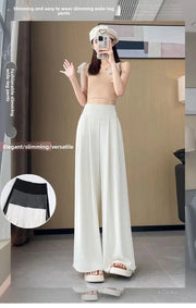 Women's High Waist Wide Leg Suit Pants - Straight Cut Floor Length Trousers