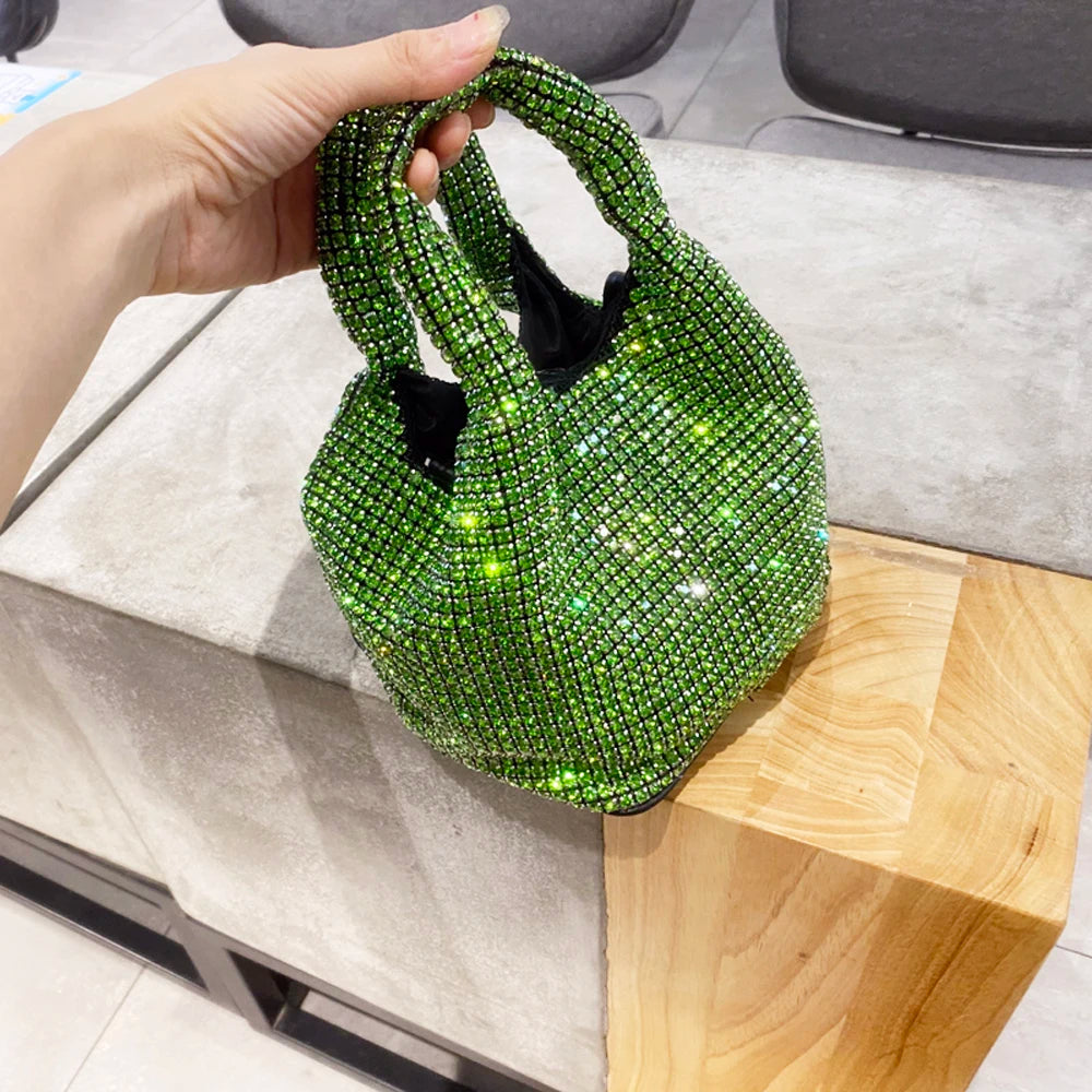 Crystal Bucket Evening Bag (Gold) | OWNLUXE