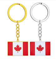 Canada Flag Themed Keychain - Stainless Steel Oil-Drop Pendant Unisex Accessory