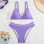 Deep V Bikini Set with Low-Waist Bottoms, Wire-Free