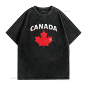 Canadian Red Maple Leaf T-Shirt – Vintage Washed Toronto Patriotic Tee | OWNLUXE