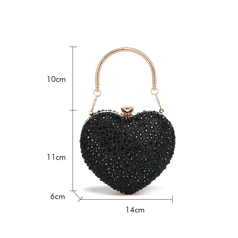 Luxury Diamond Inlay Heart Shape Crystal Clutch Purse | OWNLUXE