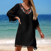 Patchwork Sheer Floral Relaxed-Fit Swim Cover-Up | OWNLUXE