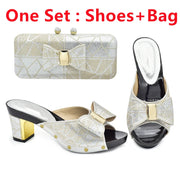 Rhinestone Shoes & Matching Bag Set - Party Wedding Heels with Purse
