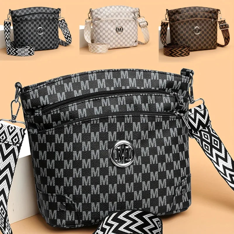 Elegant Letter Badge Bucket Bag - Multi-Pocket Crossbody Shoulder Bag | OWNLUXE