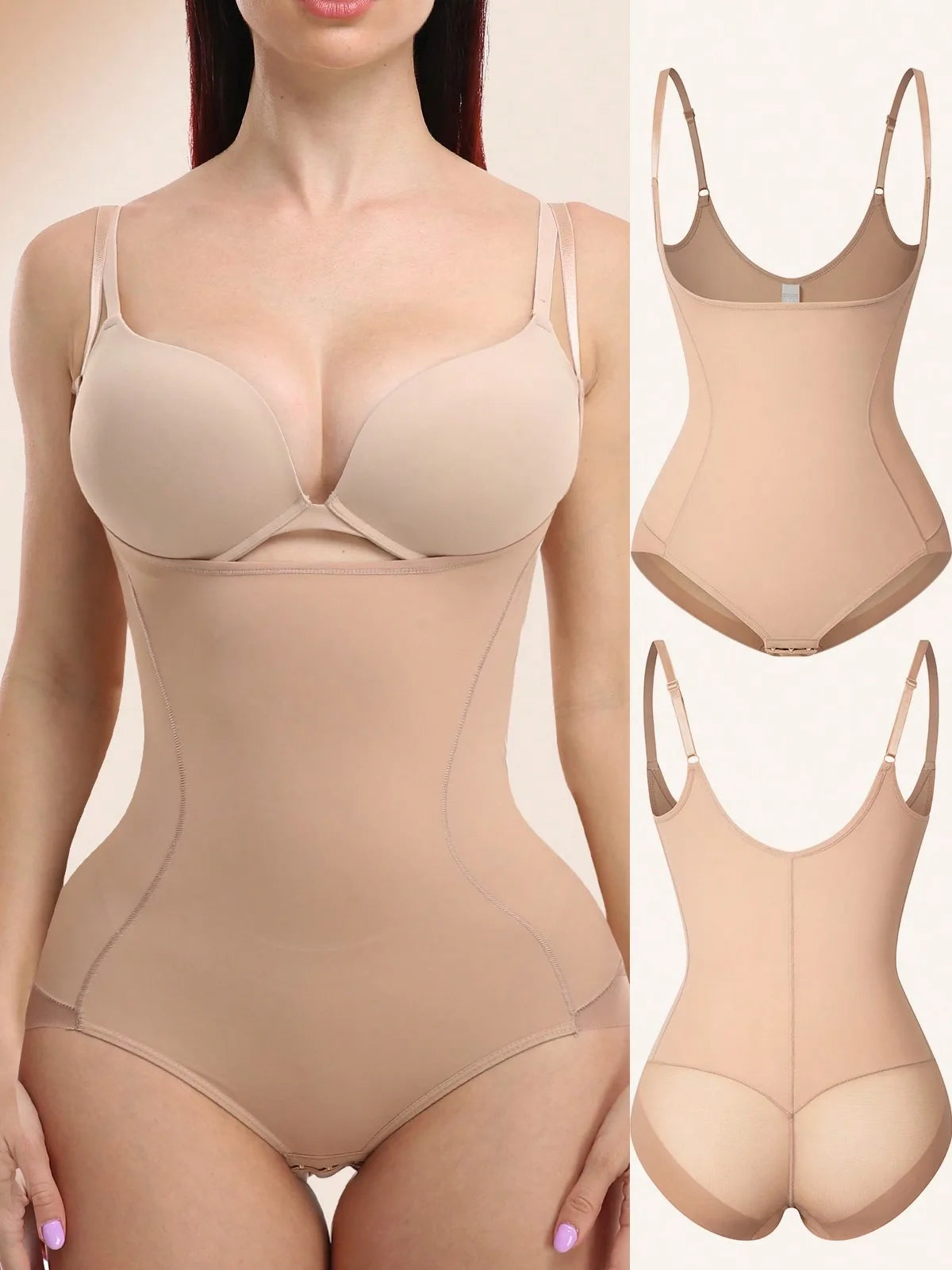 Tummy Control Open Bust Shapewear Bodysuit for Women
